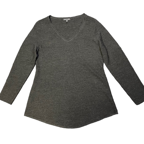 Eileen Fisher Merino Wool Sweater V Neck Size Medium Grey - Picture 1 of 8